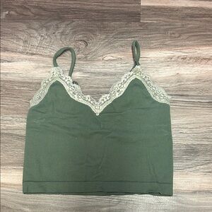 Wild Fable Green Lace Trim Crop Top